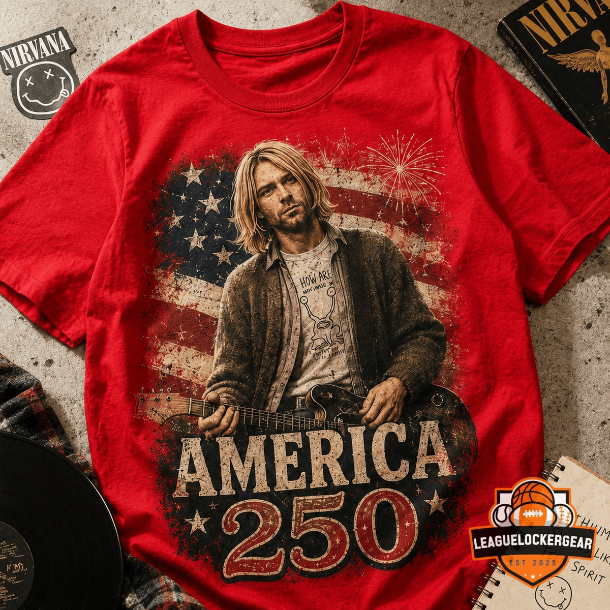 Kurt Cobain America 250 Years of Freedom T-Shirt - LeagueLockerGear