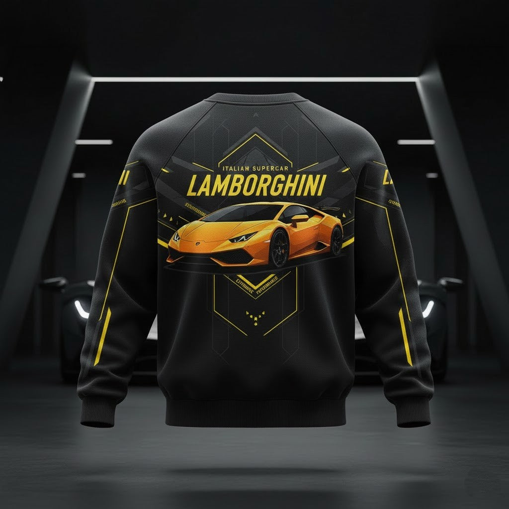 Lamborghini "Automobili Super Veloce" Heritage 3D Blueprint Crewneck Sweatshirt - LeagueLockerGear