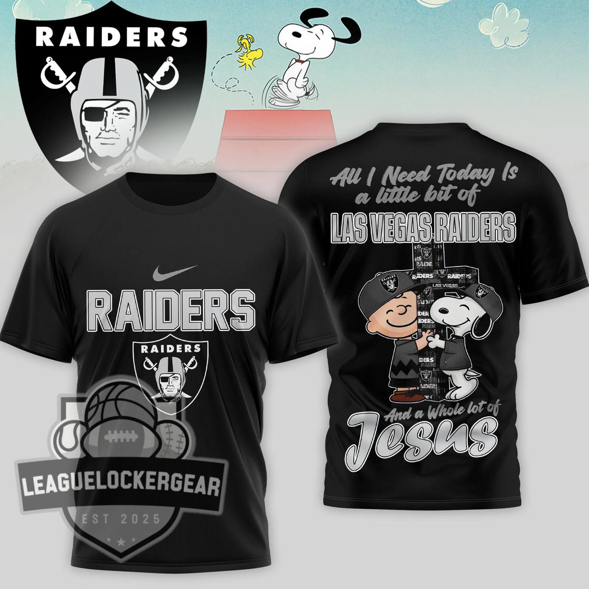Las Vegas Raiders Peanuts Charlie Brown Snoopy T-Shirt - LeagueLockerGear