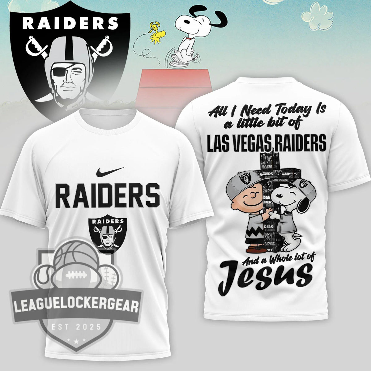 Las Vegas Raiders Peanuts Charlie Brown Snoopy T-Shirt - LeagueLockerGear