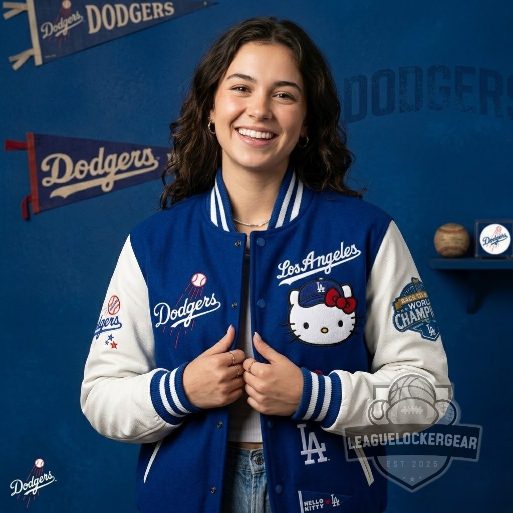 Los Angeles Dodgers Hello Kitty Varsity Jacket - LeagueLockerGear