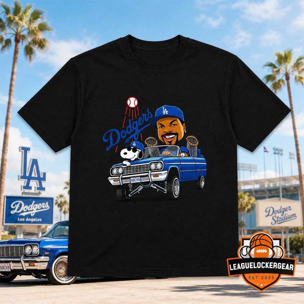 Los Angeles Dodgers Ice Cube Snoopy T-Shirt - LeagueLockerGear