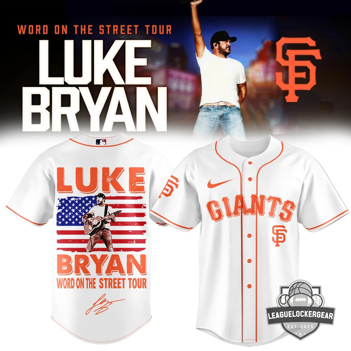 All Team MLB x Luke Bryan Word On The Street Tour Baseball Jersey - LeagueLockerGear