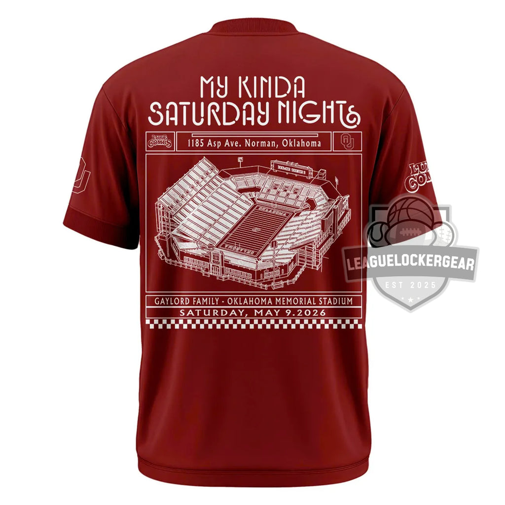 Luke Combs My Kinda Saturday Night Tour 2026 Oklahoma Memorial Stadium T-Shirt - LeagueLockerGear