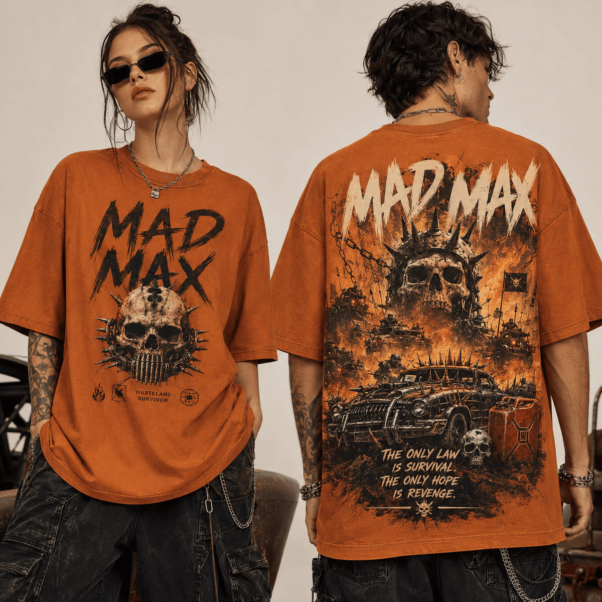 Mad Max Wasteland Survival & Revenge Post-Apocalyptic Skull T-Shirt - LeagueLockerGear