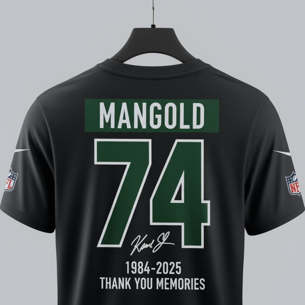 Nick Mangold #74 New York Jets Thank You Memories T-Shirt (1984–2025 Edition) - LeagueLockerGear