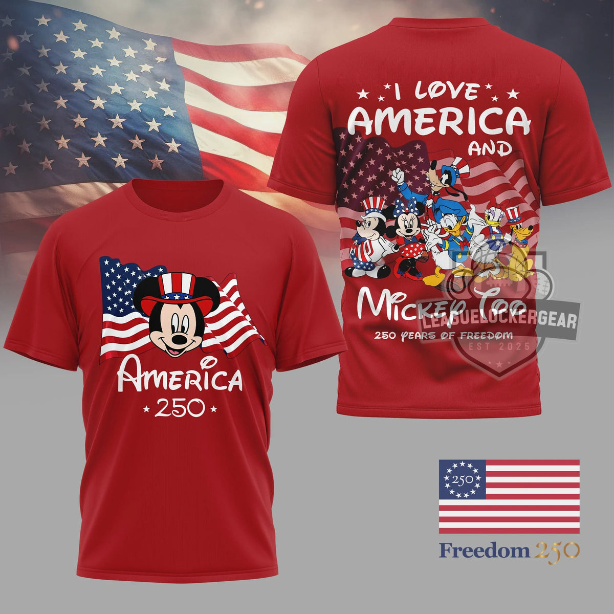 Mickey & Friends 250th Anniversary of Freedom T-Shirt - LeagueLockerGear