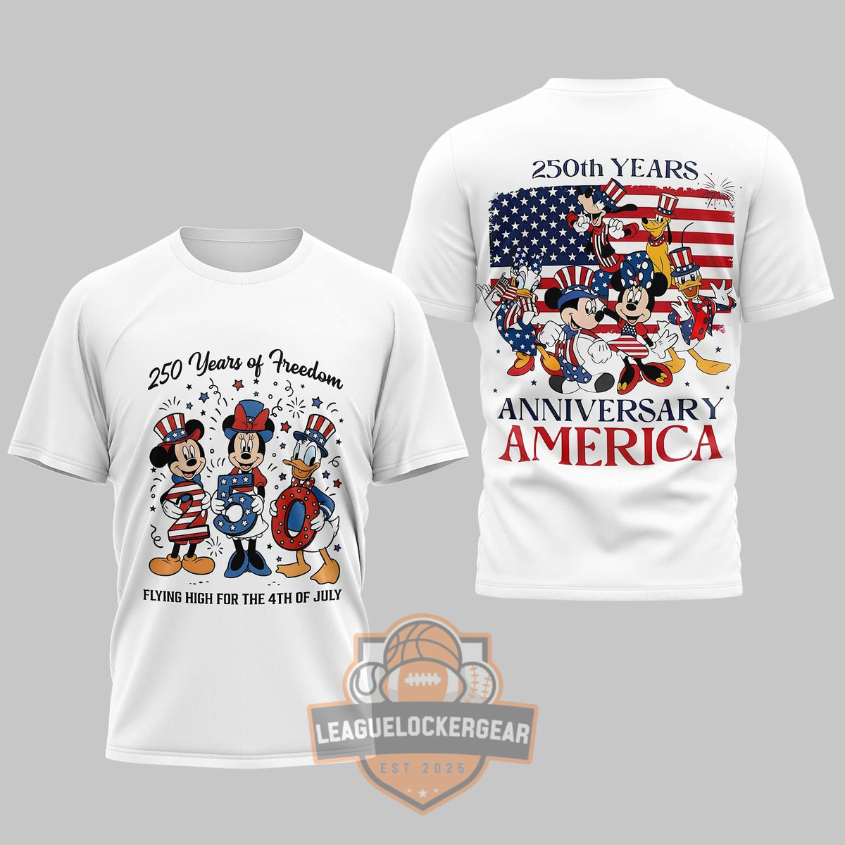 Mickey Mouse & Friends 250th Anniversary of America T-Shirt - LeagueLockerGear