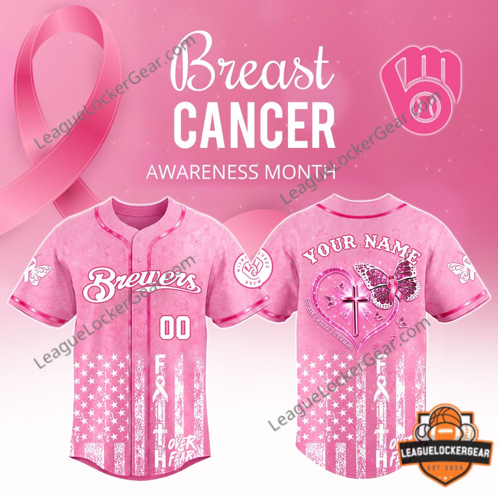 Milwaukee Brewers Breast Cancer Awareness Baseball Jersey - LeagueLockerGear