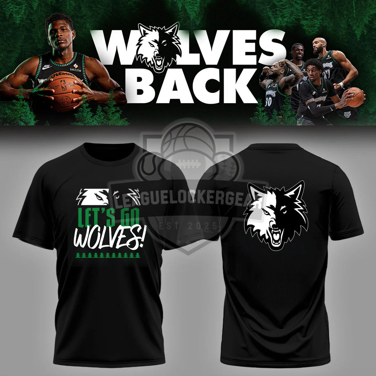 Minnesota Timberwolves Wolves Back Let's Go Wolves T-Shirt - LeagueLockerGear
