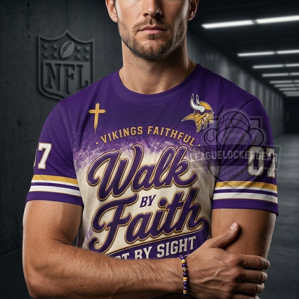 Minnesota Vikings Walk by Faith 3D T-Shirt - LeagueLockerGear