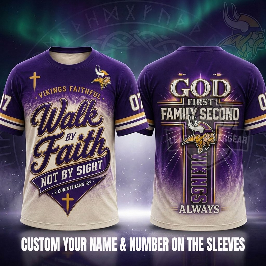 Minnesota Vikings Walk by Faith 3D T-Shirt - LeagueLockerGear