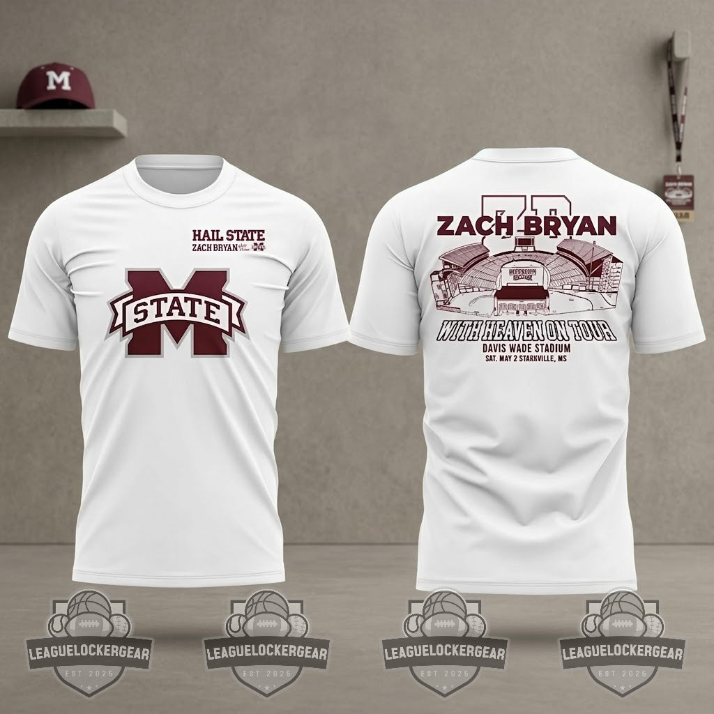 Mississippi State Bulldogs x Zach Bryan 2026 Tour Davis Wade Stadium T-Shirt - LeagueLockerGear