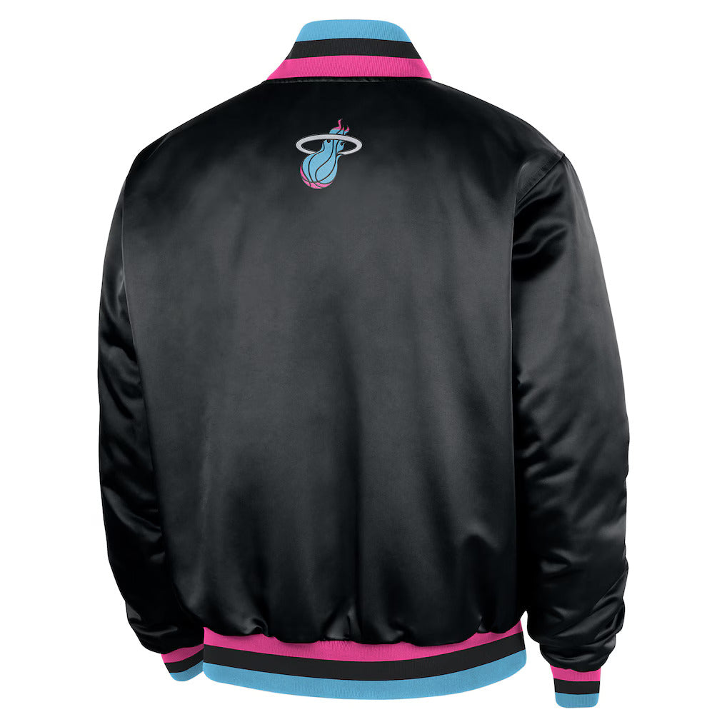 Miami Heat 2025/26 City Edition Remix Courtside Bomber Jacket – Full-Snap - LeagueLockerGear