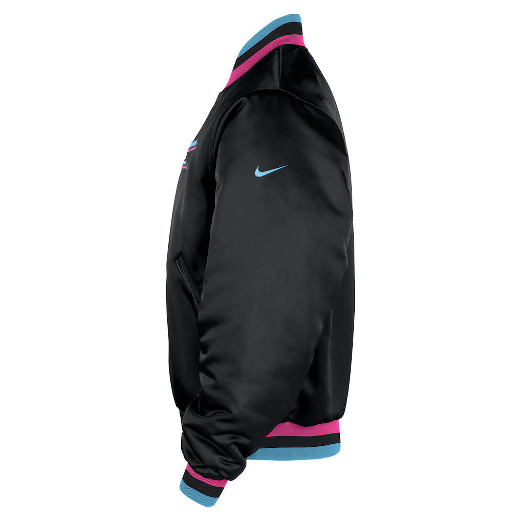 Miami Heat 2025/26 City Edition Remix Courtside Bomber Jacket – Full-Snap - LeagueLockerGear