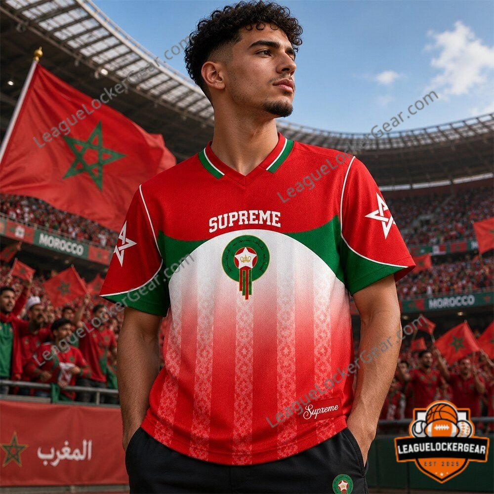 Morocco National Football Team x Supreme FIFA World Cup 2026 Football Jersey - LeagueLockerGear