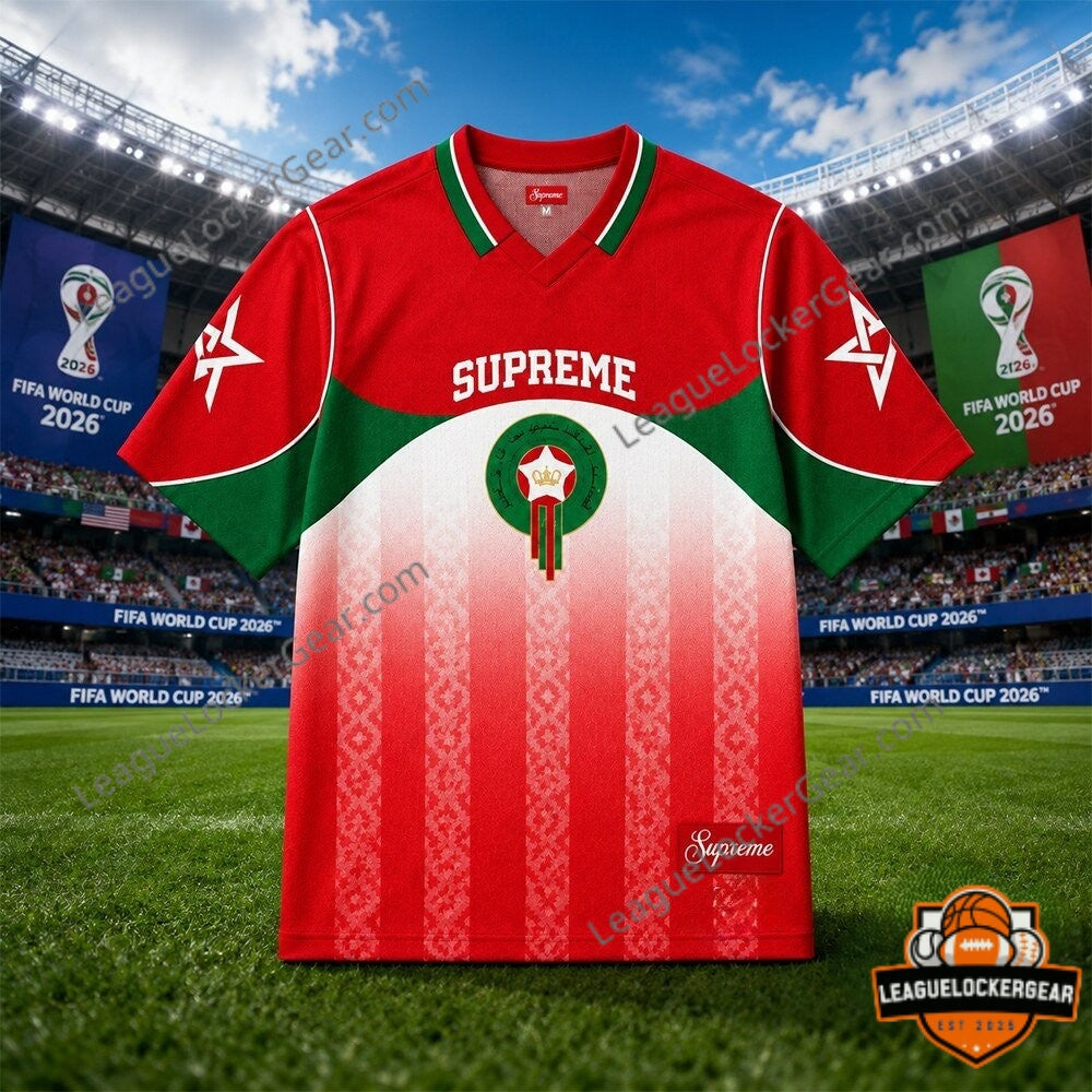 Morocco National Football Team x Supreme FIFA World Cup 2026 Football Jersey - LeagueLockerGear