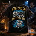 Mosh Pit Skeleton Heart Says Pit Knees Say Sit T-Shirt - LeagueLockerGear