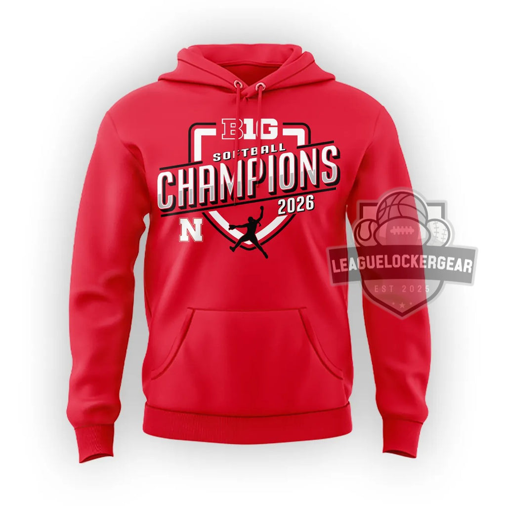 Nebraska Cornhuskers Softball 2026 Big Ten Regular Season Champions Hoodie - LeagueLockerGear