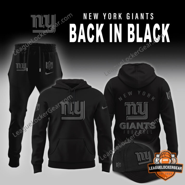 New York Giants Back In Black Apparel Collection - LeagueLockerGear