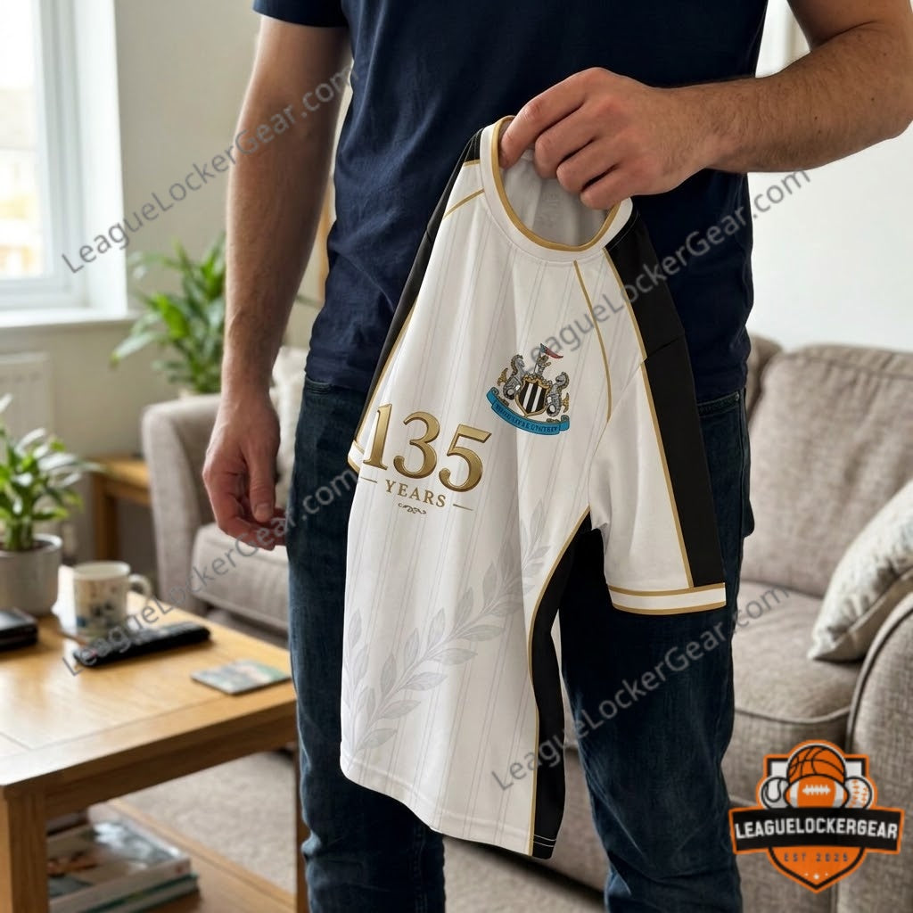 Newcastle United 135th Anniversary 3D White T-Shirt - LeagueLockerGear