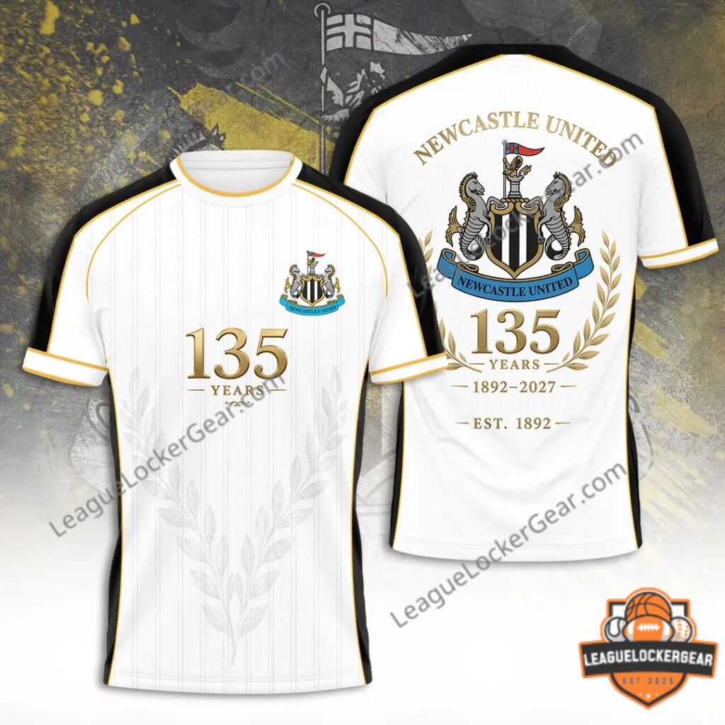 Newcastle United 135th Anniversary 3D White T-Shirt - LeagueLockerGear