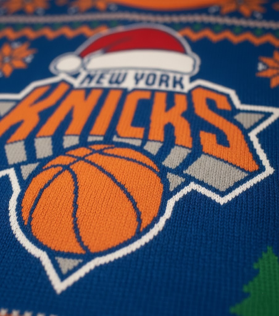 New York Knicks Ugly Christmas Sweater – Biscuit Holiday Edition Blue & Orange Basketball Jumper NBA Fan - LeagueLockerGear