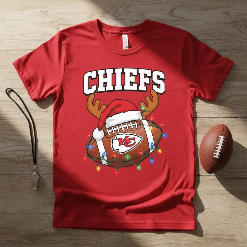 NFL Christmas Team T-Shirt – 2025 Holiday Football Exclusive Lights Tee (Choose Your Team) - LeagueLockerGear