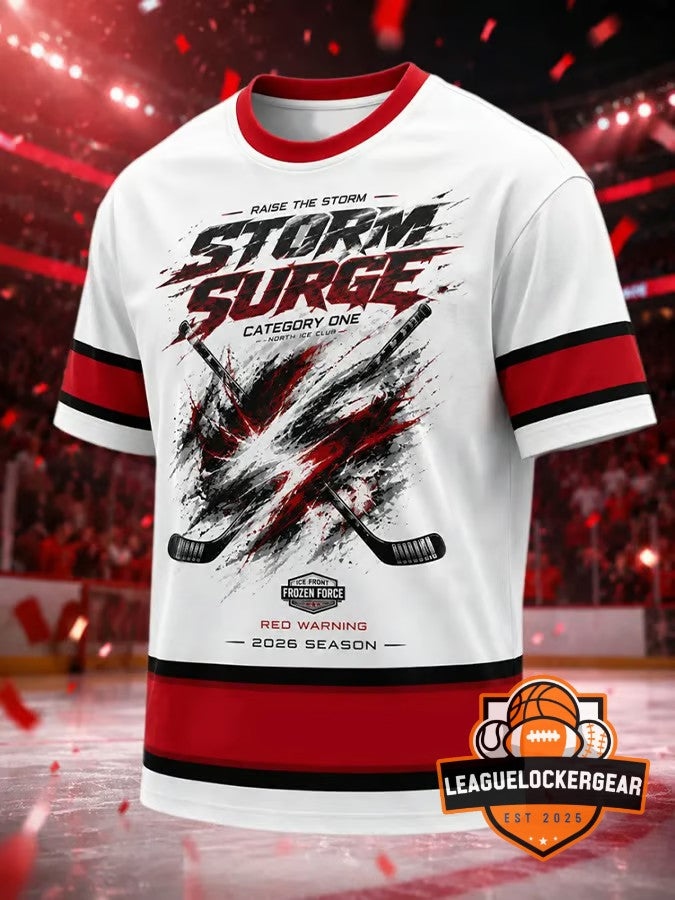 North Ice Club Storm Surge Category One Red Warning 2026 Season T-Shirt - LeagueLockerGear