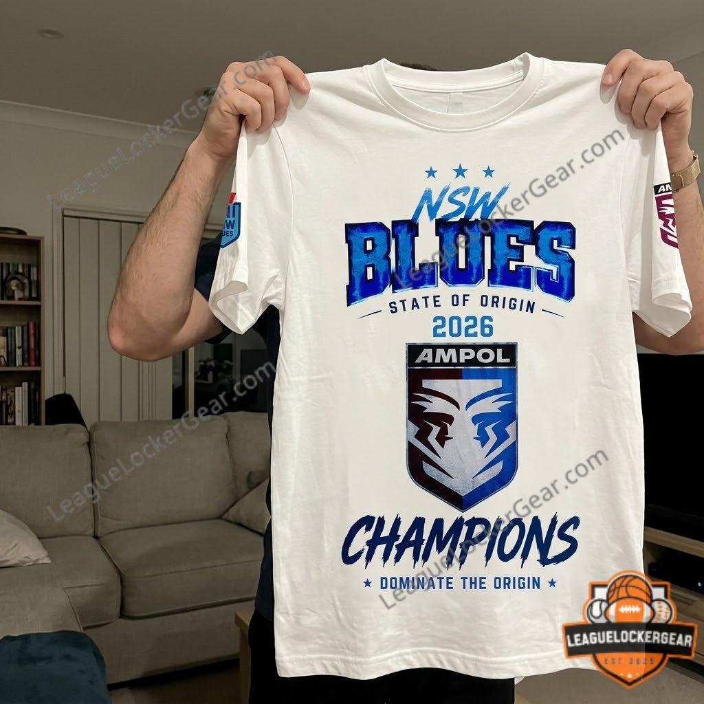 NSW Blues State of Origin 2026 Champions T-Shirt - LeagueLockerGear