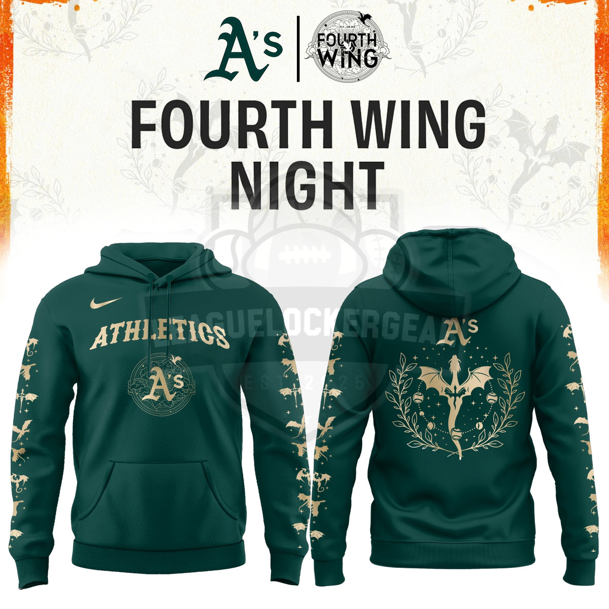 Oakland Athletics Fourth Wing Night Hoodie - LeagueLockerGear
