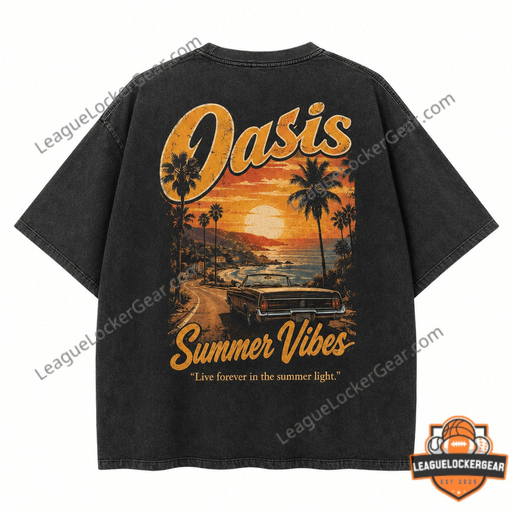 Oasis Summer Vibes Vintage Sunset T-Shirt - LeagueLockerGear