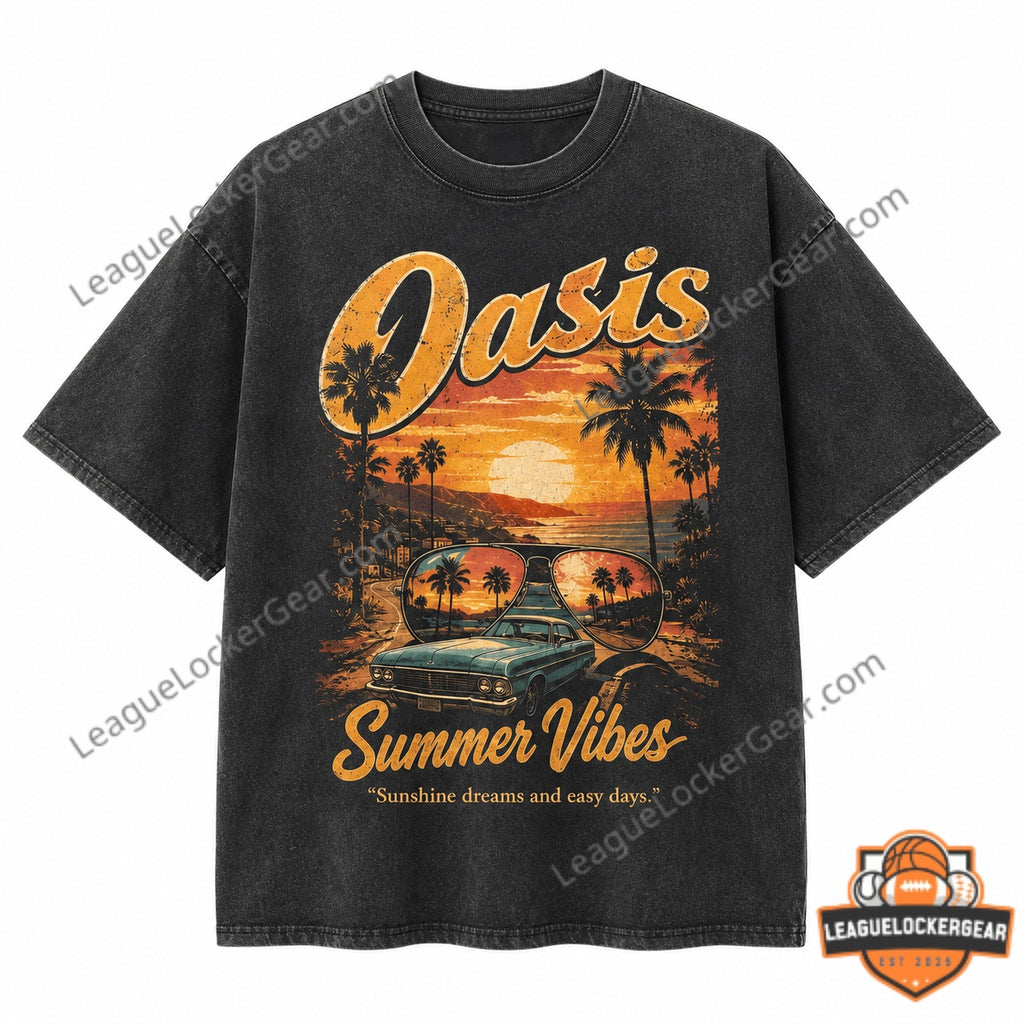 Oasis Summer Vibes Vintage Sunset T-Shirt - LeagueLockerGear