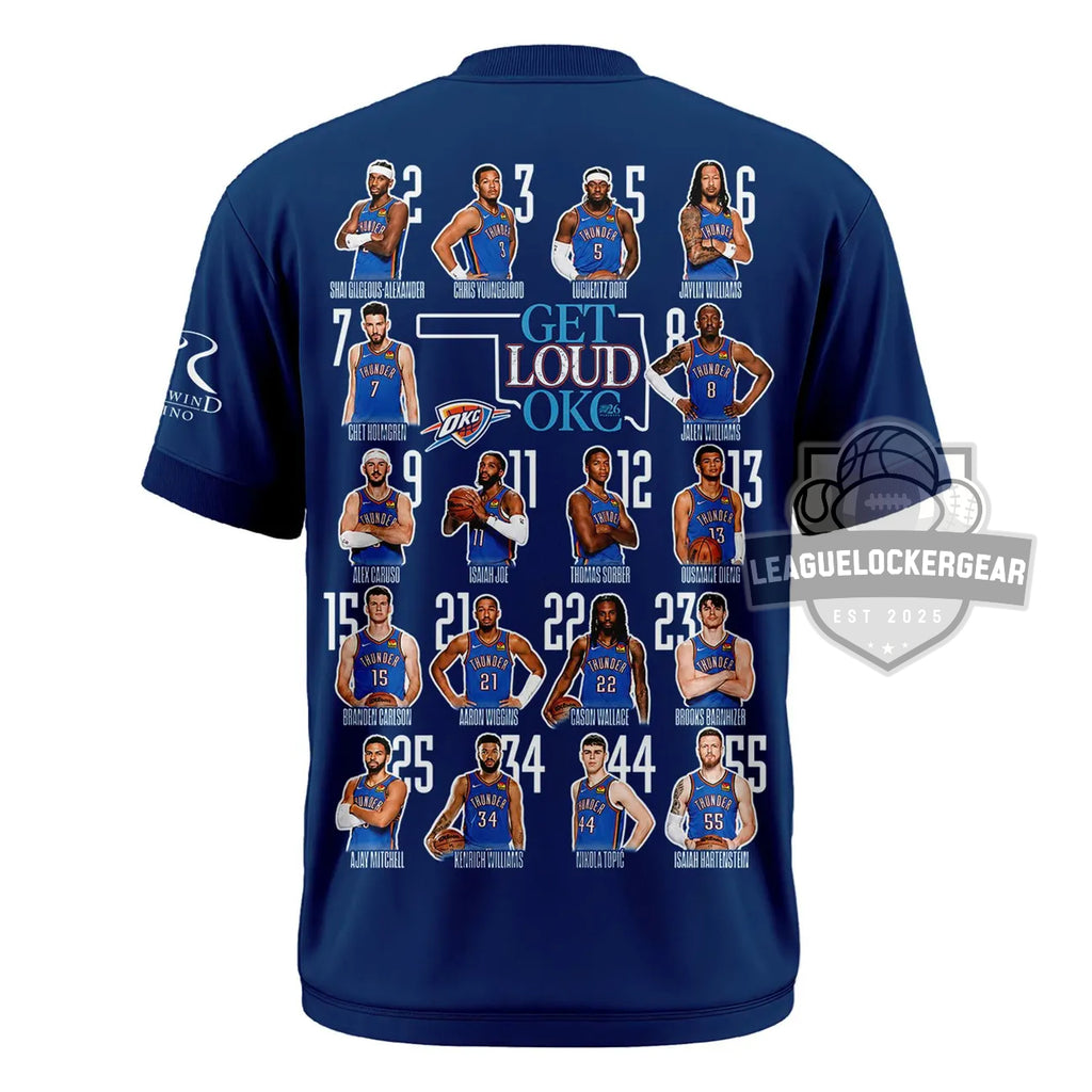 Oklahoma City Thunder 2026 Playoffs Team Roster 3D T-Shirt - LeagueLockerGear