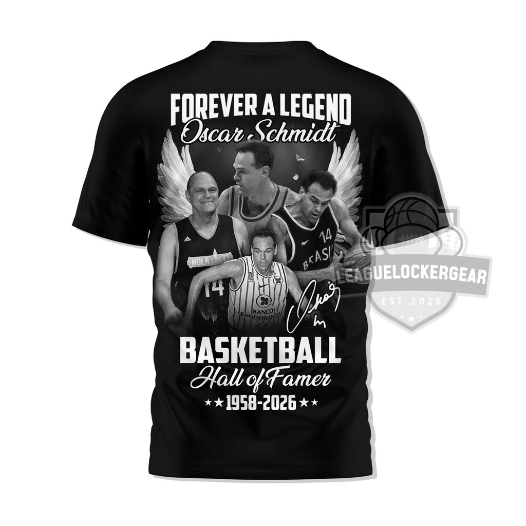 Oscar Schmidt Holy Hand Basketball Hall of Famer 1958-2026 T-Shirt - LeagueLockerGear