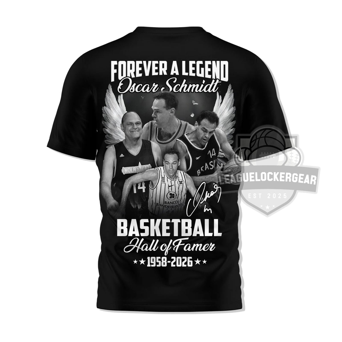 Oscar Schmidt Holy Hand Basketball Hall of Famer 1958-2026 T-Shirt - LeagueLockerGear