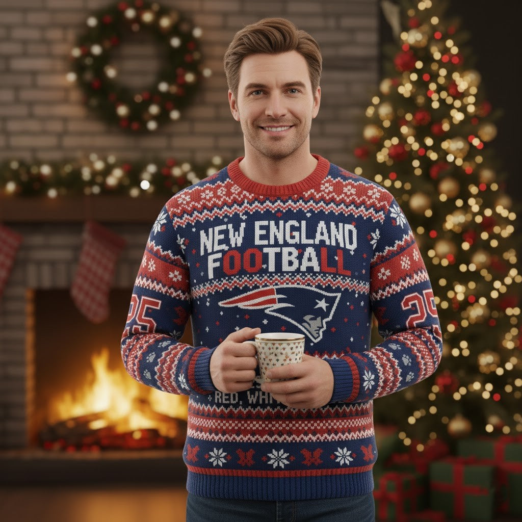 New England Patriots Ugly Christmas Sweater 2025 – NFL Festive Holiday Pullover - LeagueLockerGear