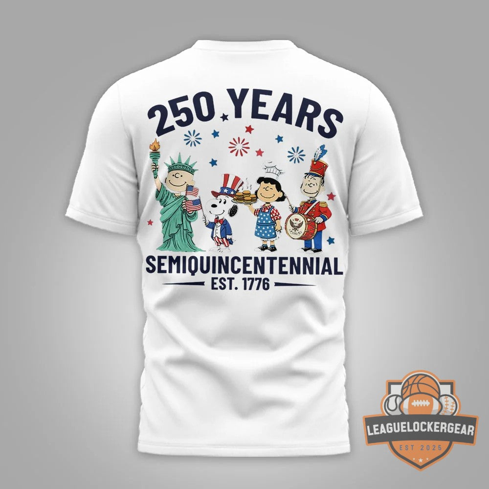 Peanuts Characters 250 Years of Freedom Semiquincentennial 1776-2026 T-Shirt - LeagueLockerGear