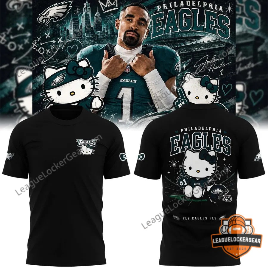 Eagles Hello Kitty Jalen Hurts #1 T-Shirt | League Locker Gear