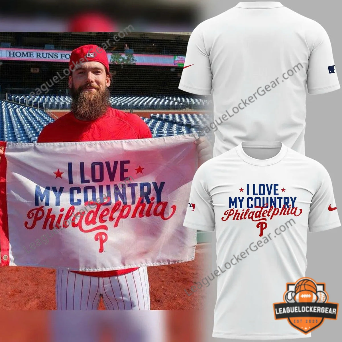 Philadelphia Phillies I Love My Country Philadelphia T-Shirt - LeagueLockerGear