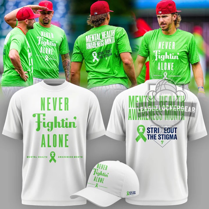 Philadelphia Phillies Mental Health Awareness Month Strike Out The Stigma T-Shirt - LeagueLockerGear