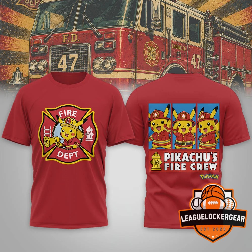 Pikachu Firefighter Fire Dept T-Shirt - LeagueLockerGear