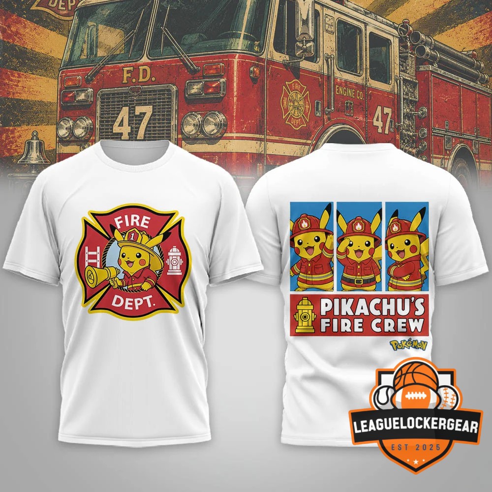 Pikachu Firefighter Fire Dept T-Shirt - LeagueLockerGear