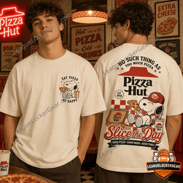 Pizza Hut Snoopy Slice the Day Est 1958 T-Shirt - LeagueLockerGear