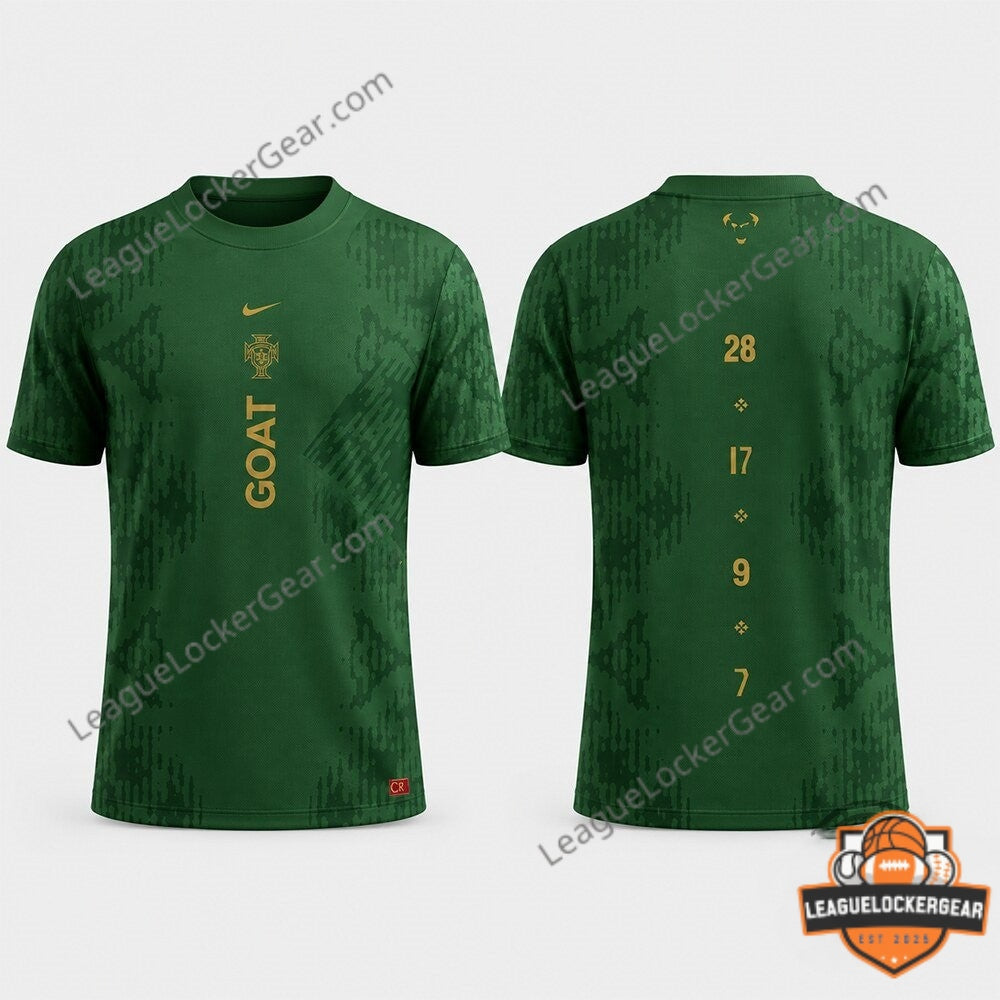 Portugal Ronaldo GOAT CR7 3D T-Shirt - LeagueLockerGear