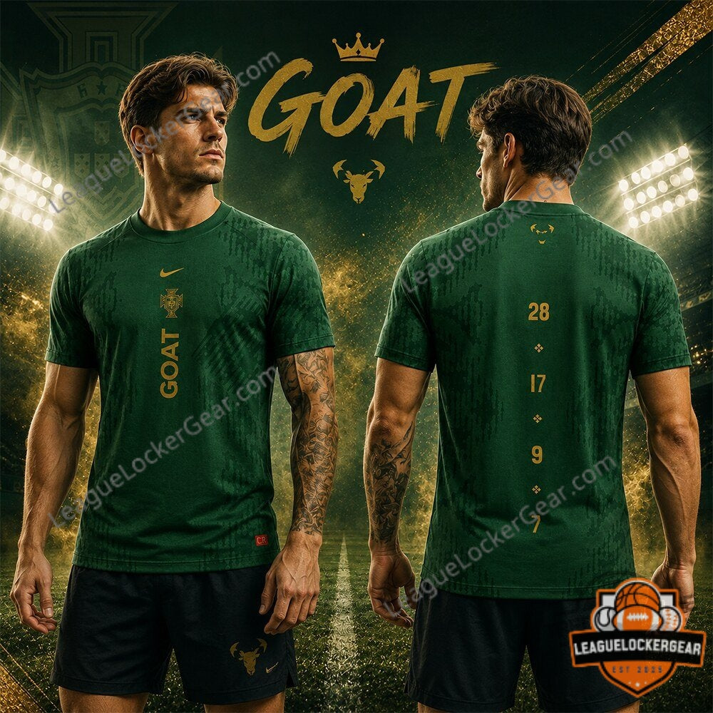Portugal Ronaldo GOAT CR7 3D T-Shirt - LeagueLockerGear