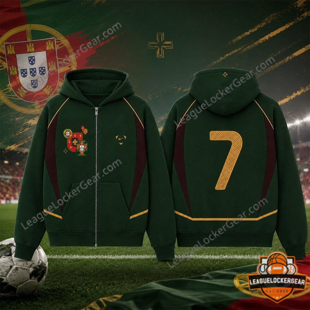 Portugal National Football Team Cristiano Ronaldo Zip Hoodie - LeagueLockerGear