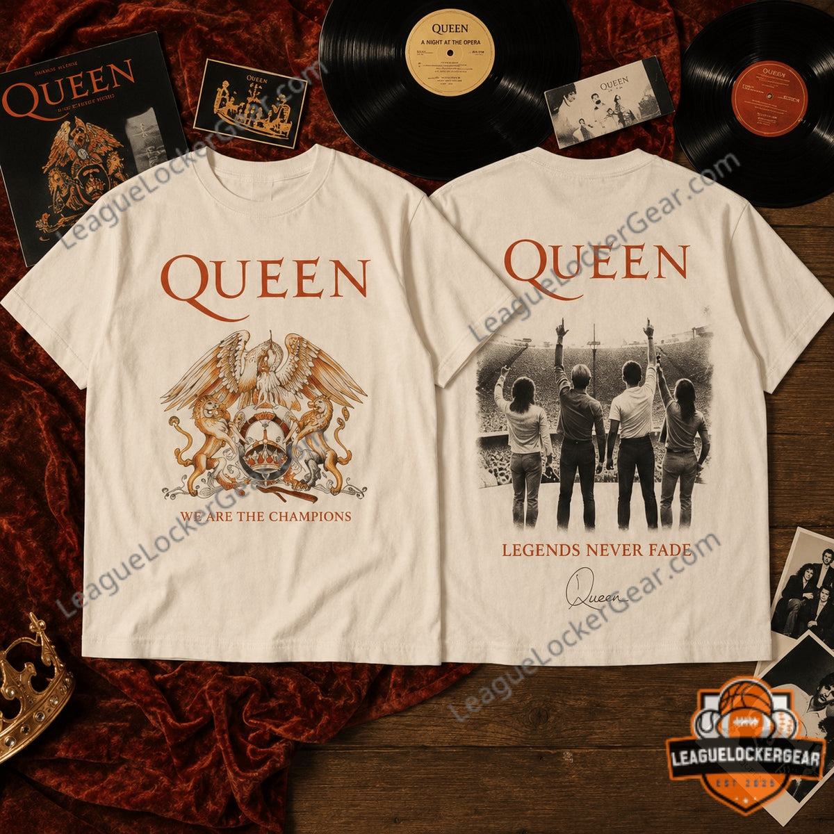 Queen We Are The Champions Legends Never Fade T-Shirt - LeagueLockerGear