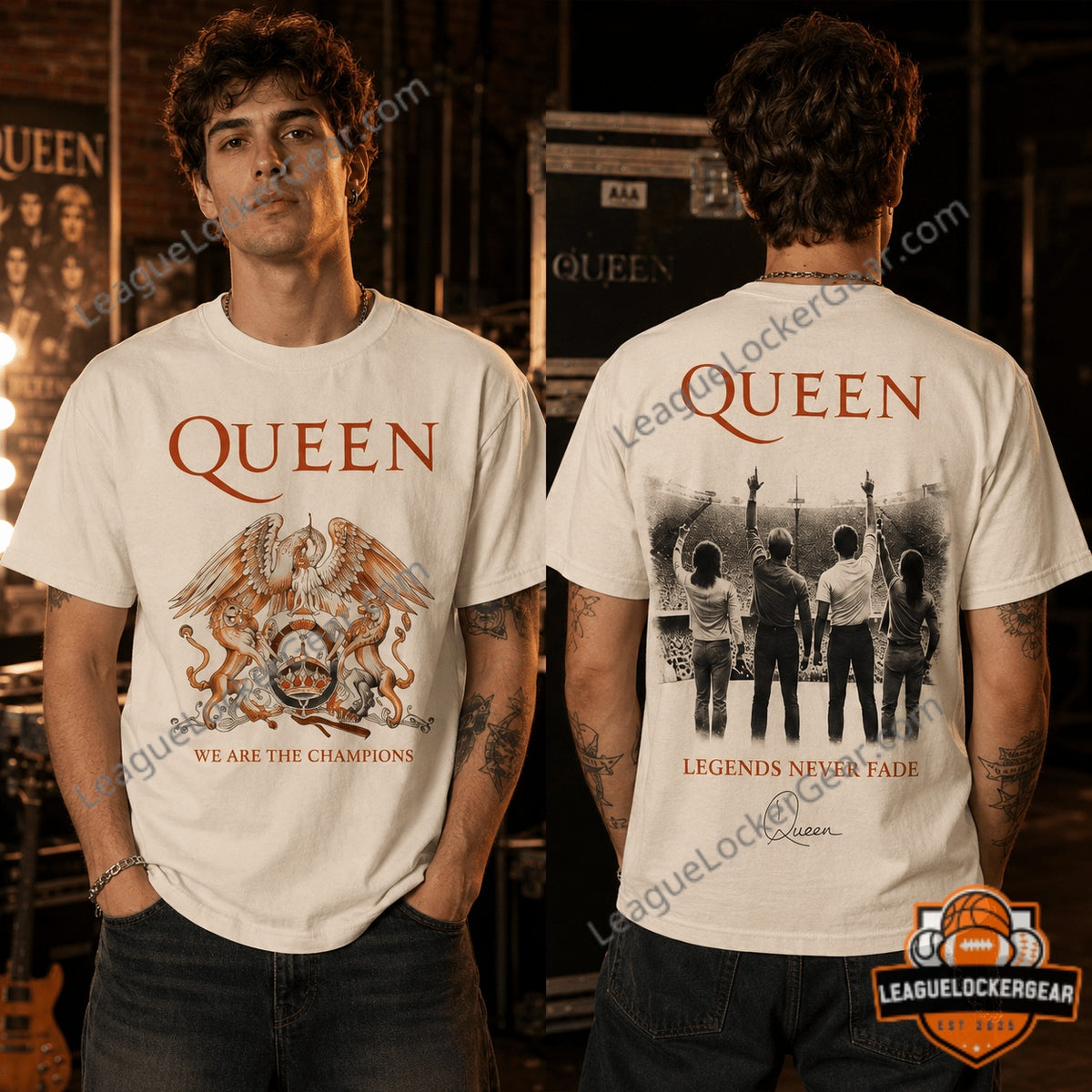 Queen We Are The Champions Legends Never Fade T-Shirt - LeagueLockerGear