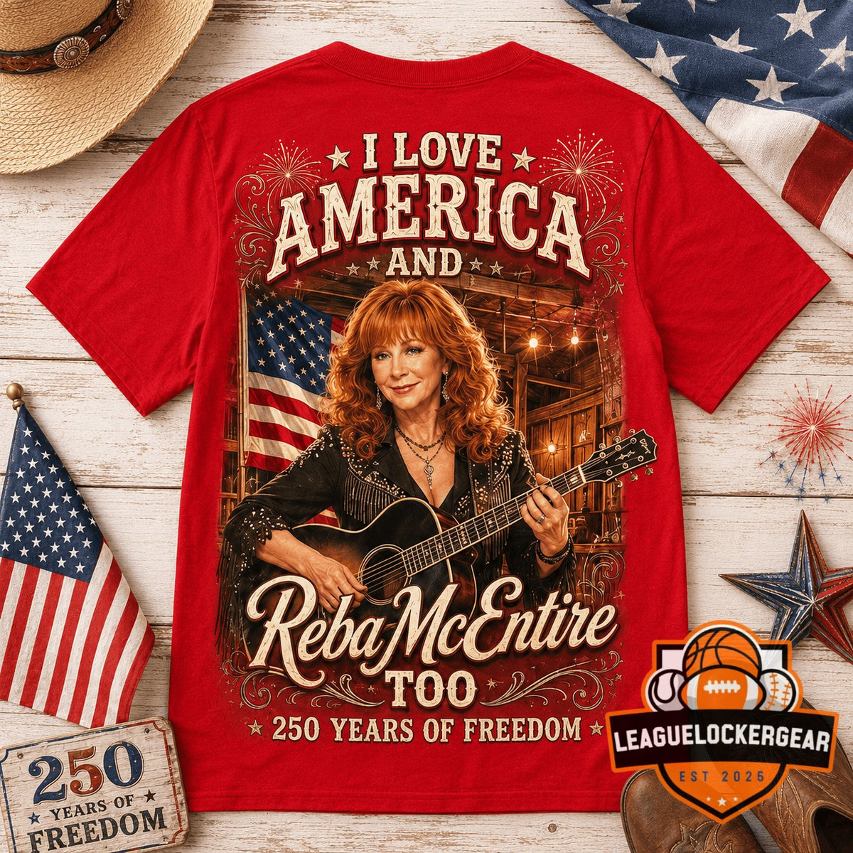 Reba McEntire America 250 Years of Freedom T-Shirt - LeagueLockerGear